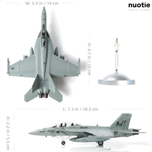 1/100 F/A-18 Super Hornet Fighter Aircraft Model Fighter U.S. Navy VAF-213 Blacklions Strike Fighter Squadron Painting F18 Model Diecast Plane Model with Display Stand Collection Gift for Adult