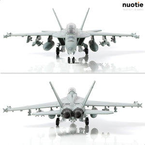 NUOTIE Model F-18 Super Hornet aircraft in navy and black, front and rear view