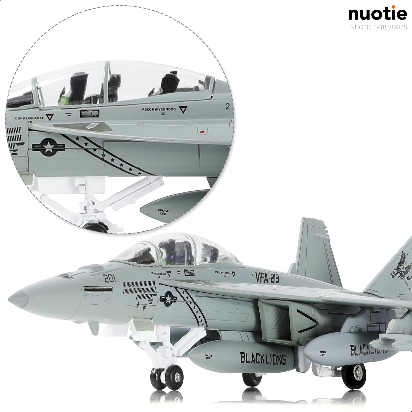 1:100 Diecast Metal F-18 Super Hornet Model - VFA-213 Blacklions US Navy Aircraft