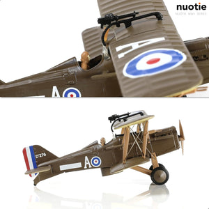 NUOTIE Model 1/72 S.E.5a diecast metal aircraft in brown with machine gun, close-up detail