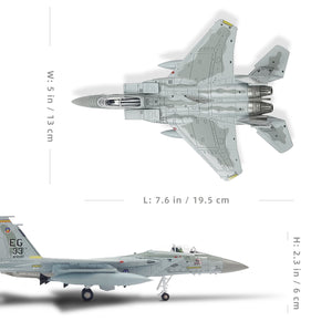 NUOTIE Model F-15C Eagle diecast metal model aircraft, dimensions shown with side view
