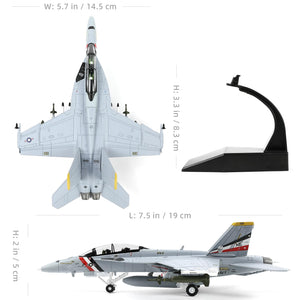 1/100 F/A-18F Super Hornet VFA-2 Diecast Metal Aircraft Model F18F VFA-2 Fighter Jet Model Kit Military Aircraft Model with Bracket for Collection and Gift