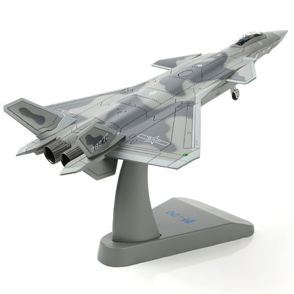 1/72 J20 Dragon Stealth Fighter Jet (Fire Fang) Model Military Aircraft Diecast Metal Model Kit with Stand for Military Enthusiasts Collections or Gift