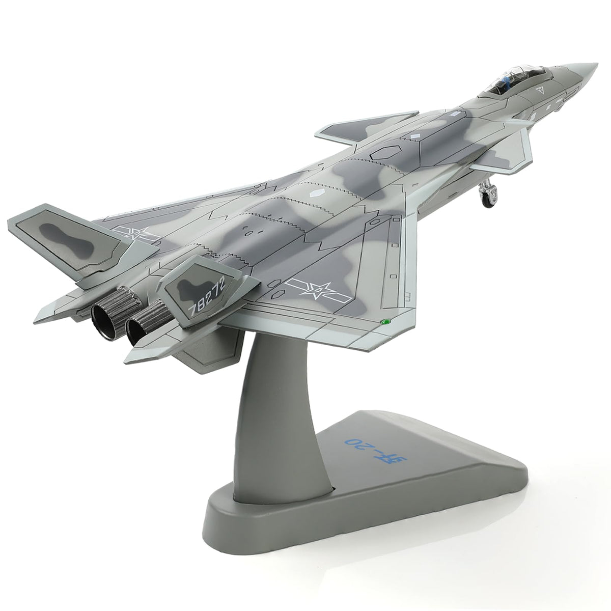 1/100 J-20 Stealth Fighter Jet Diecast Metal Model- Military Aircraft Kit with Stand