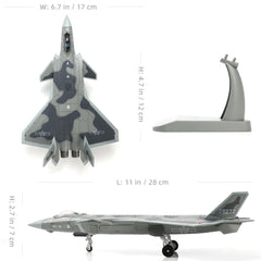 1/100 J-20 Stealth Fighter Jet Diecast Metal Model- Military Aircraft Kit with Stand