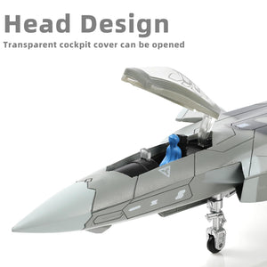 NUOTIE Model J-20 Stealth Fighter Jet diecast metal model aircraft with open cockpit, close-up view