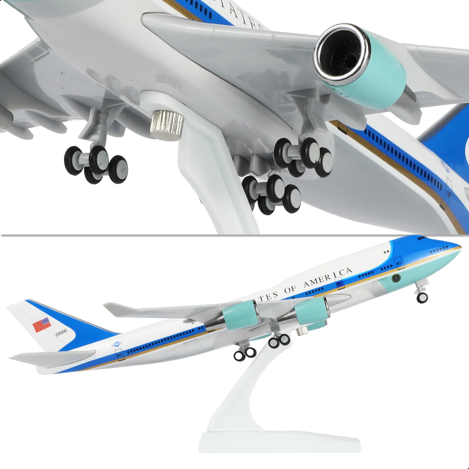 1/240 Air Force One Boeing 747 Model Plane - 30cm Resin Aircraft Kit with Display Stand - US President VC-25 Collectible for Adults