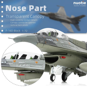 NUOTIE F-16D Block diecast model multirole fighter jet, close-up of cockpit details
