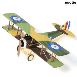 NUOTIE SPAD S.XIII diecast metal model aircraft in green and beige, rear view with detailed wings