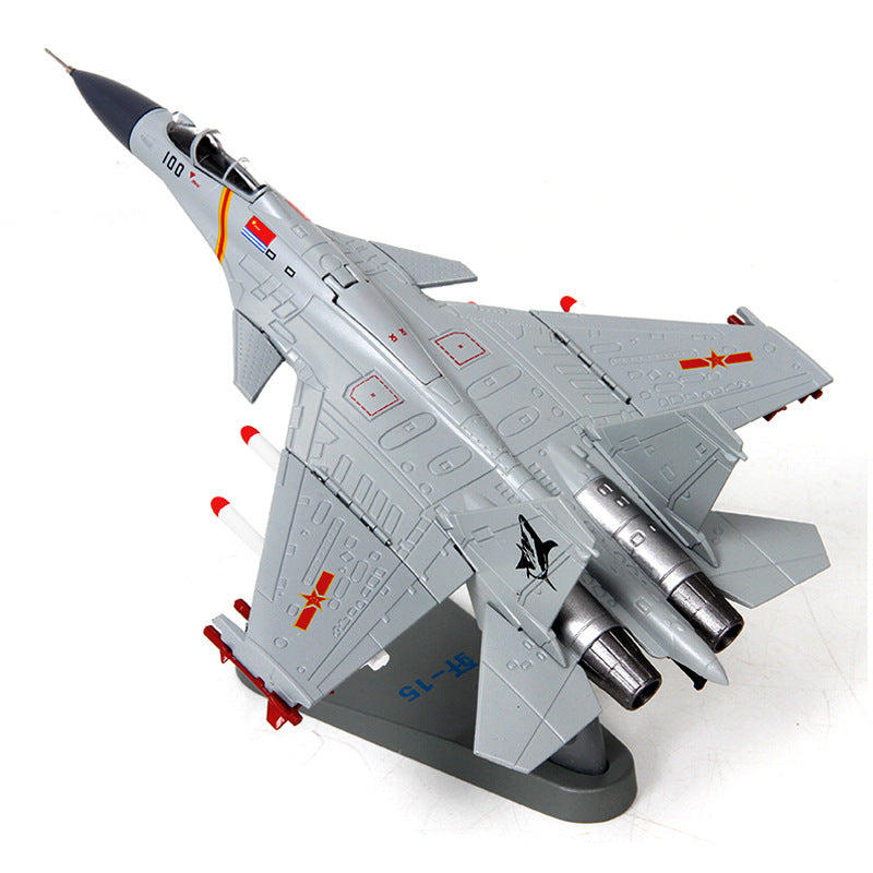 1/100 Scale J-15 Flying Shark Diecast Metal Model - Carrier Fighter Jet Grey Edition