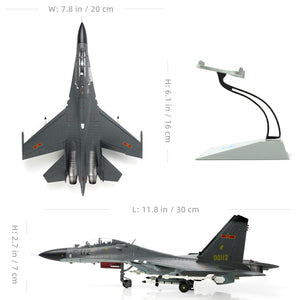 1/72 J11 Military Fighter Aircraft Model Kit Diescast Metal Aircraft Model Chinese Aircraft Model with Stand for Adult Military Enthusiasts Collections or Gift