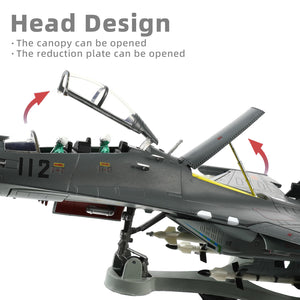 NUOTIE J-11 Flanker-L navy aircraft model with open canopy, close-up detail