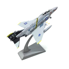 1/100 Scale F-4C Phantom II Diecast Metal Model - US Navy Livery Fighter Jet with Stand
