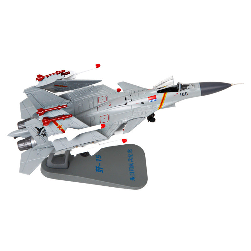 1/100 Scale J-15 Flying Shark Diecast Metal Model - Carrier Fighter Jet Grey Edition