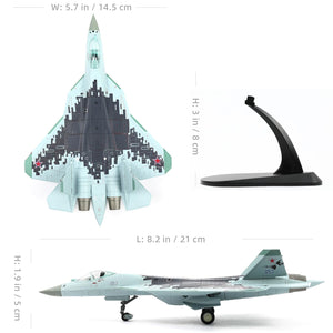 NUOTIE 1/100 SU-57 Aircraft Russian Sukhoi Fighter Diecast Metal Model Kit su-57 Military Airplane Model Pre-Build Model for Adults Enthusiasts Collections or Gift