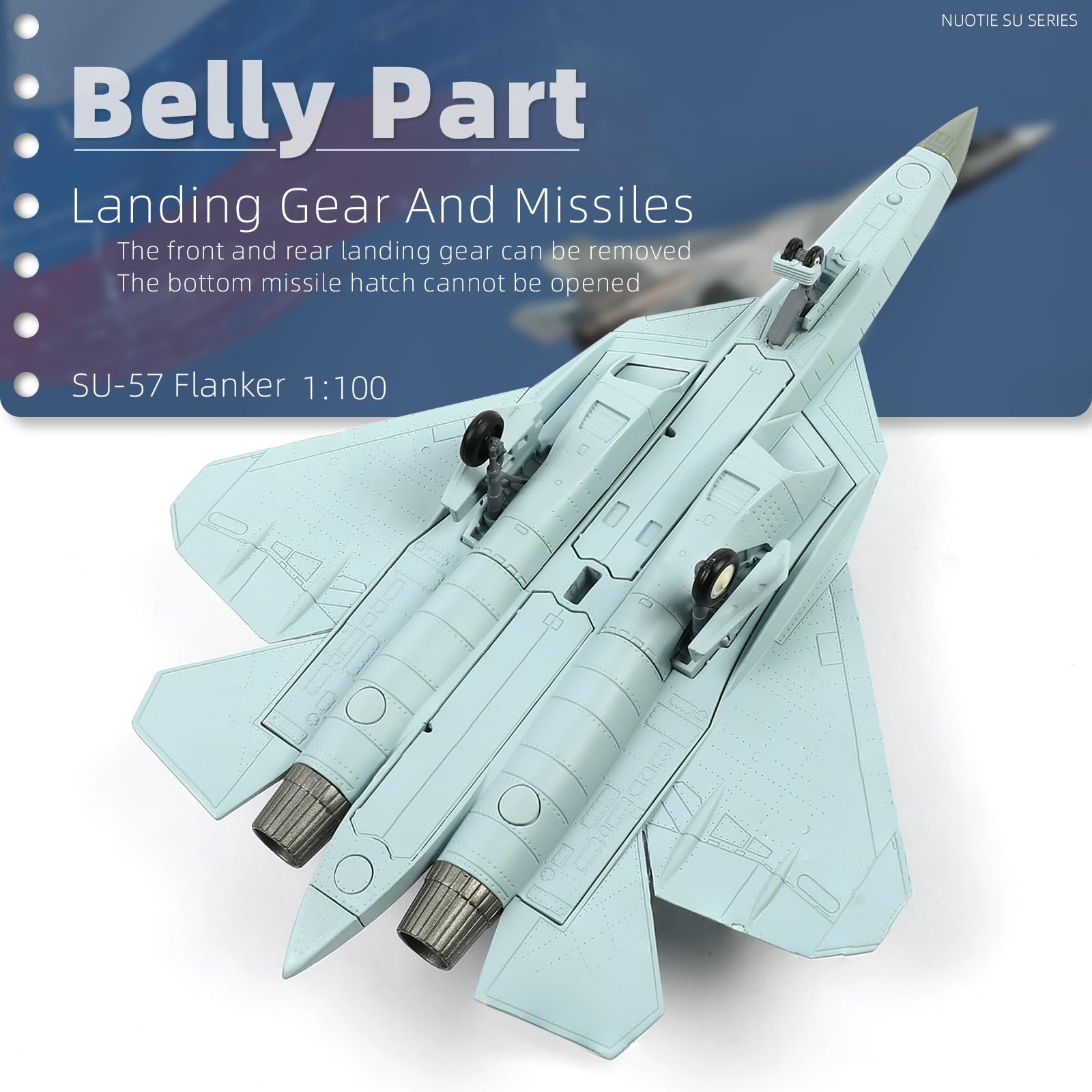 1/100 Scale NUOTIE Sukhoi SU-57 Diecast Metal Model - Russian Stealth Fighter Jet