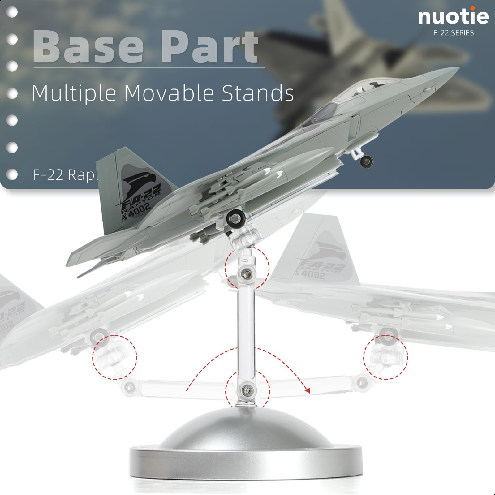 1/100 Scale F-22 Raptor Diecast Metal Model - Stealth Fighter S/N AF91 4002 NUOTIE