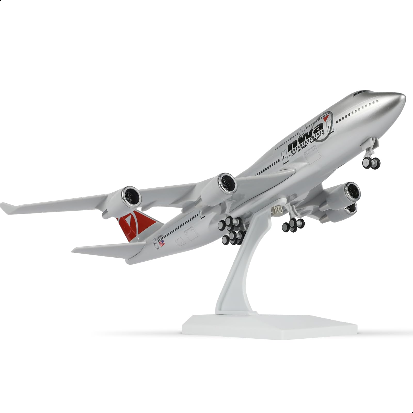 1/240 Northwest Airlines (NWA) Boeing 747 Model Plane - 30cm Resin Aircraft Kit with Display Stand - Classic Aviation Collectible