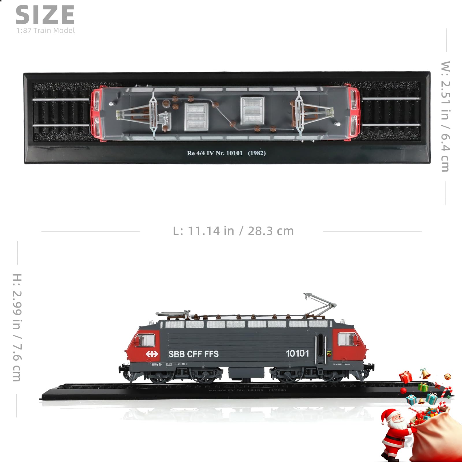 1/87 (HO Scale) 1982 Re 4/4 IV Nr. 10101 Finished Locomotive Model - Train Track Collectible - Grey