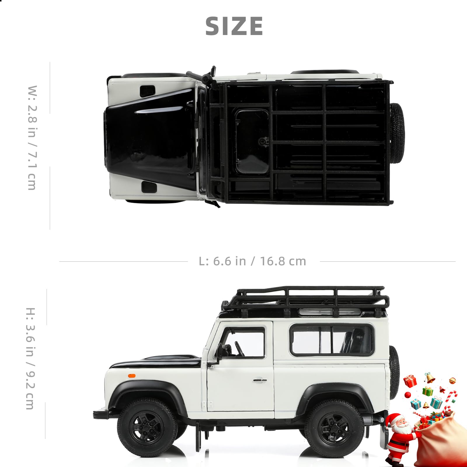 1:24 Land Rover Defender Off-Road Car Toy White Alloy Metal Diecast Vehicle Model