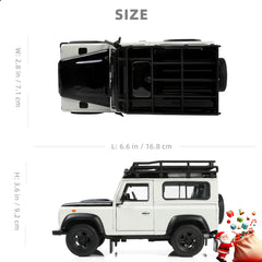 1:24 Land Rover Defender Off-Road Car Toy White Alloy Metal Diecast Vehicle Model