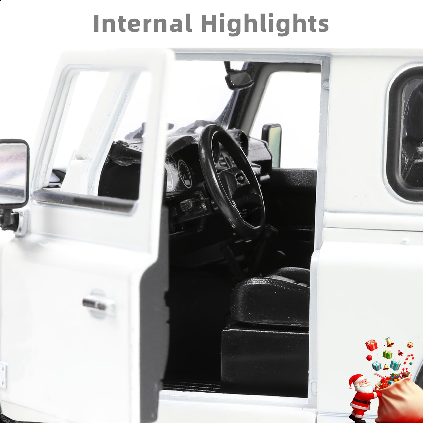 1:24 Land Rover Defender Off-Road Car Toy White Alloy Metal Diecast Vehicle Model