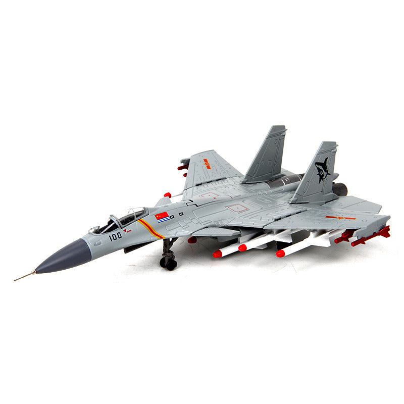 1/100 Scale J-15 Flying Shark Diecast Metal Model - Carrier Fighter Jet Grey Edition