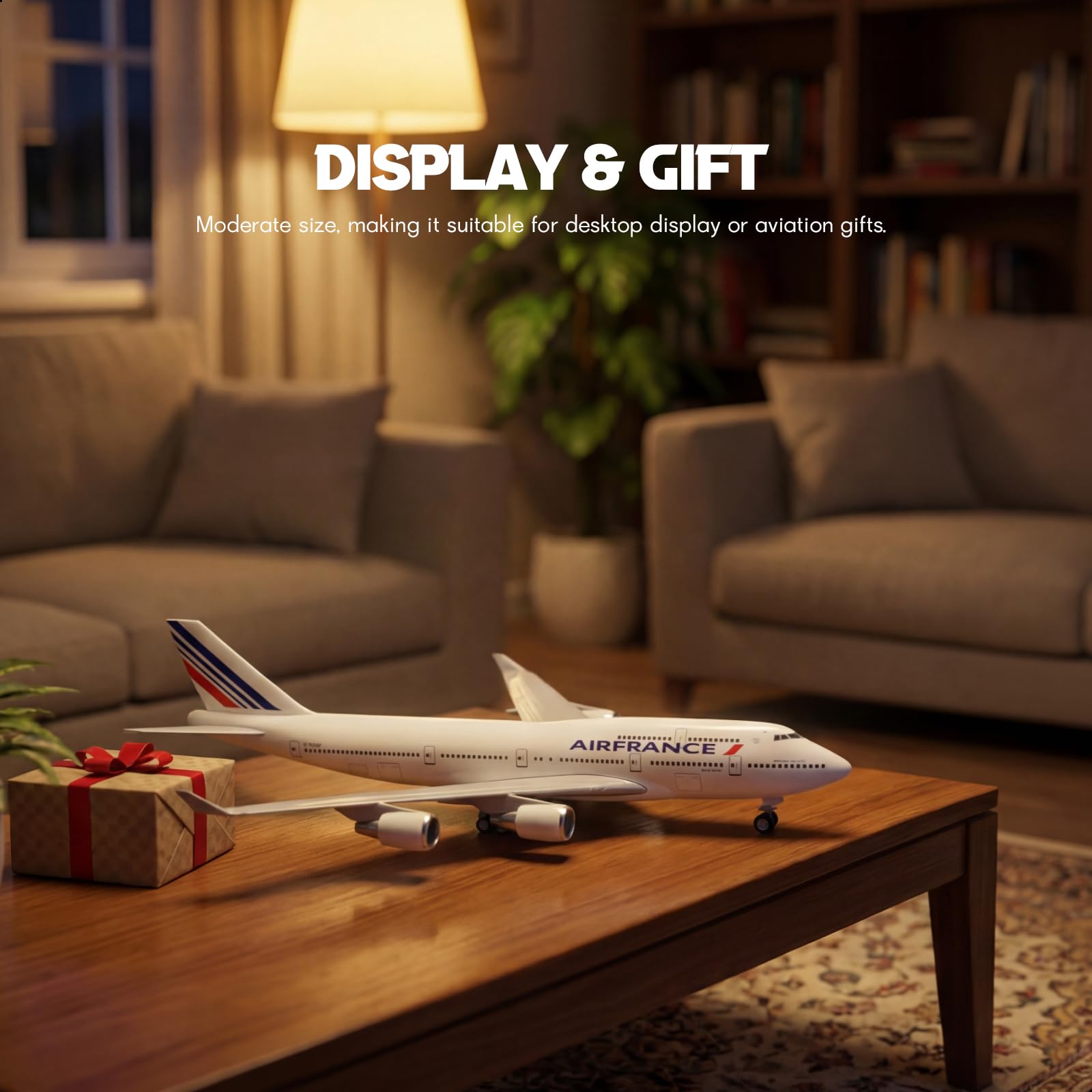 1/240 Air France Boeing 747 Model Plane - 30cm Resin Aircraft Kit with Display Stand - Premium Aviation Collectible for Adults
