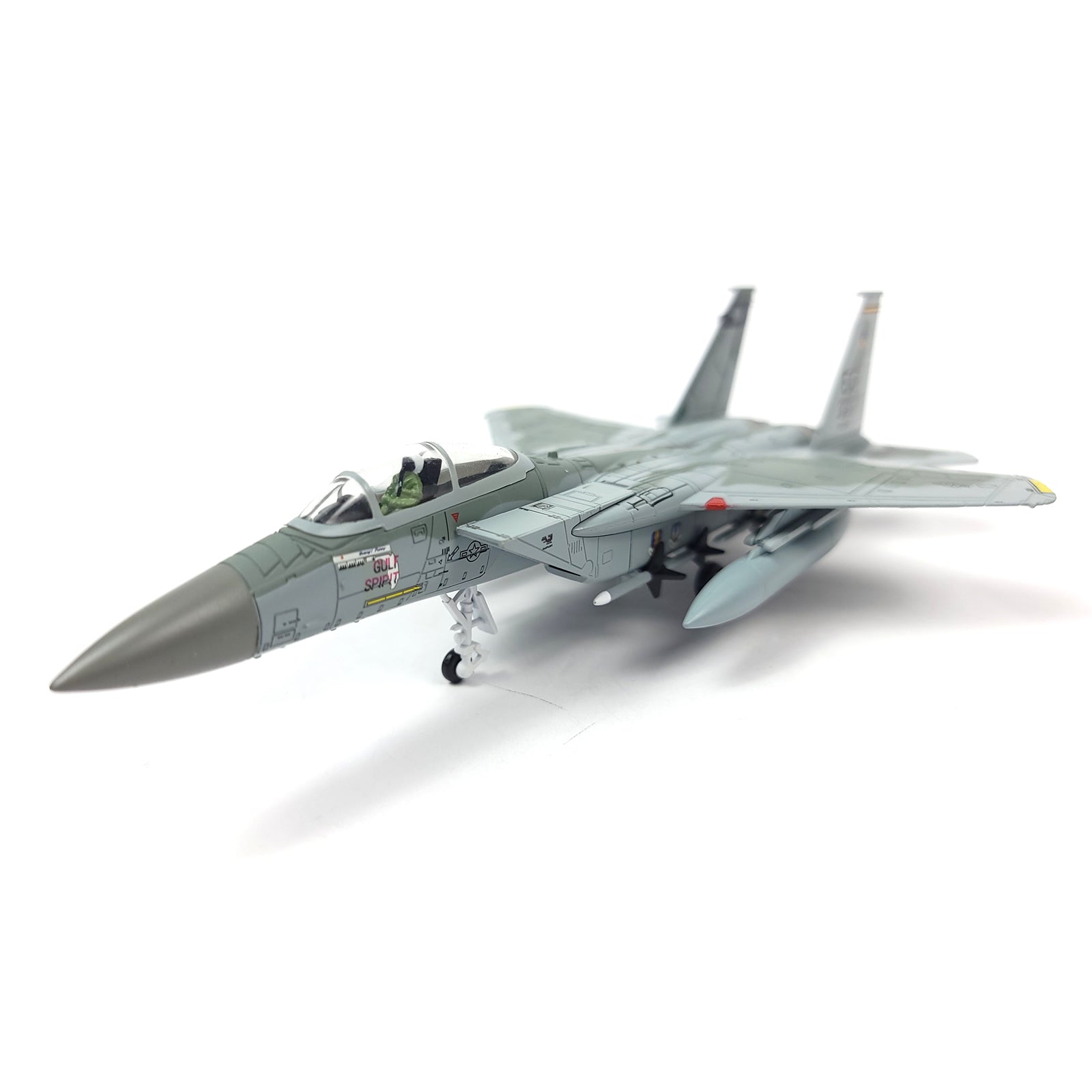 1/100 Scale F-15C Eagle Diecast Metal Model - USAF "Gulf Spirit" Fighter Jet with Stand