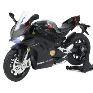 1:12 Motorcycle Model Toy Compatible for Ducati V4S Alloy Metal Diecast Motorbike with Sound and Light Mini Sport Bike Display Gift for Adult Collectors