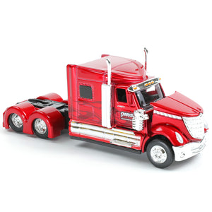 MAISTO Figure 1:64 International Lonestar Container Trailer Truck Transporter Simulation Alloy Trailer Car Model Toy Transport Vehicle Gift For kids (RED)