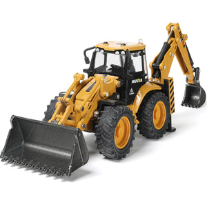 Excavator Backhoe Toys, 1/50 Metal Die-cast Excavator Front Loader Bulldozer Construction Vehicle Model Decoration Toy Gift for Boys -Yellow