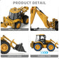 Excavator Backhoe Toys, 1/50 Metal Die-cast Excavator Front Loader Bulldozer Construction Vehicle Model Decoration Toy Gift for Boys -Yellow