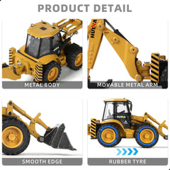1/50 Die-cast Construction Backhoe Loader Excavator Bulldozer Scale Model, Yellow