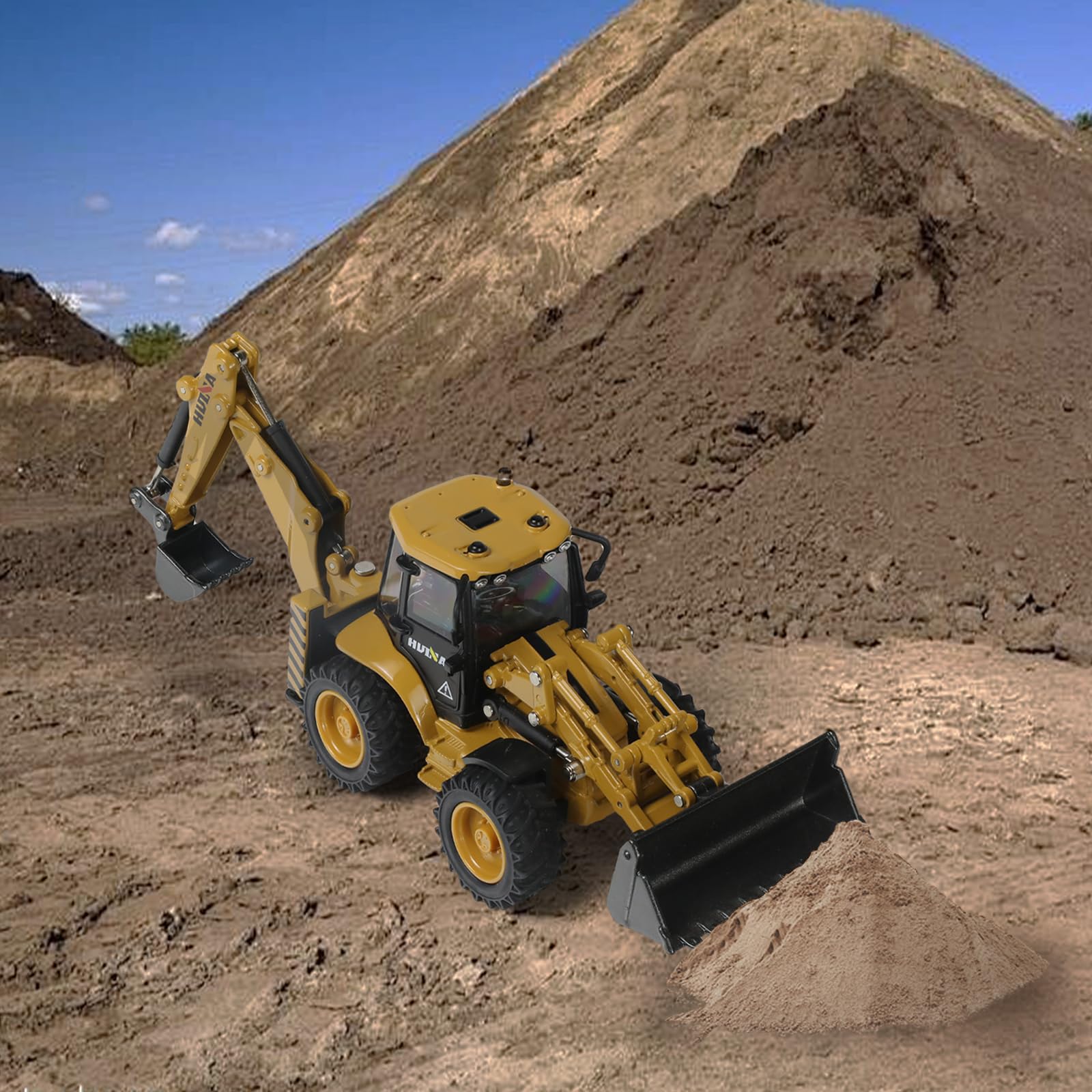 1/50 Die-cast Construction Backhoe Loader Excavator Bulldozer Scale Model, Yellow