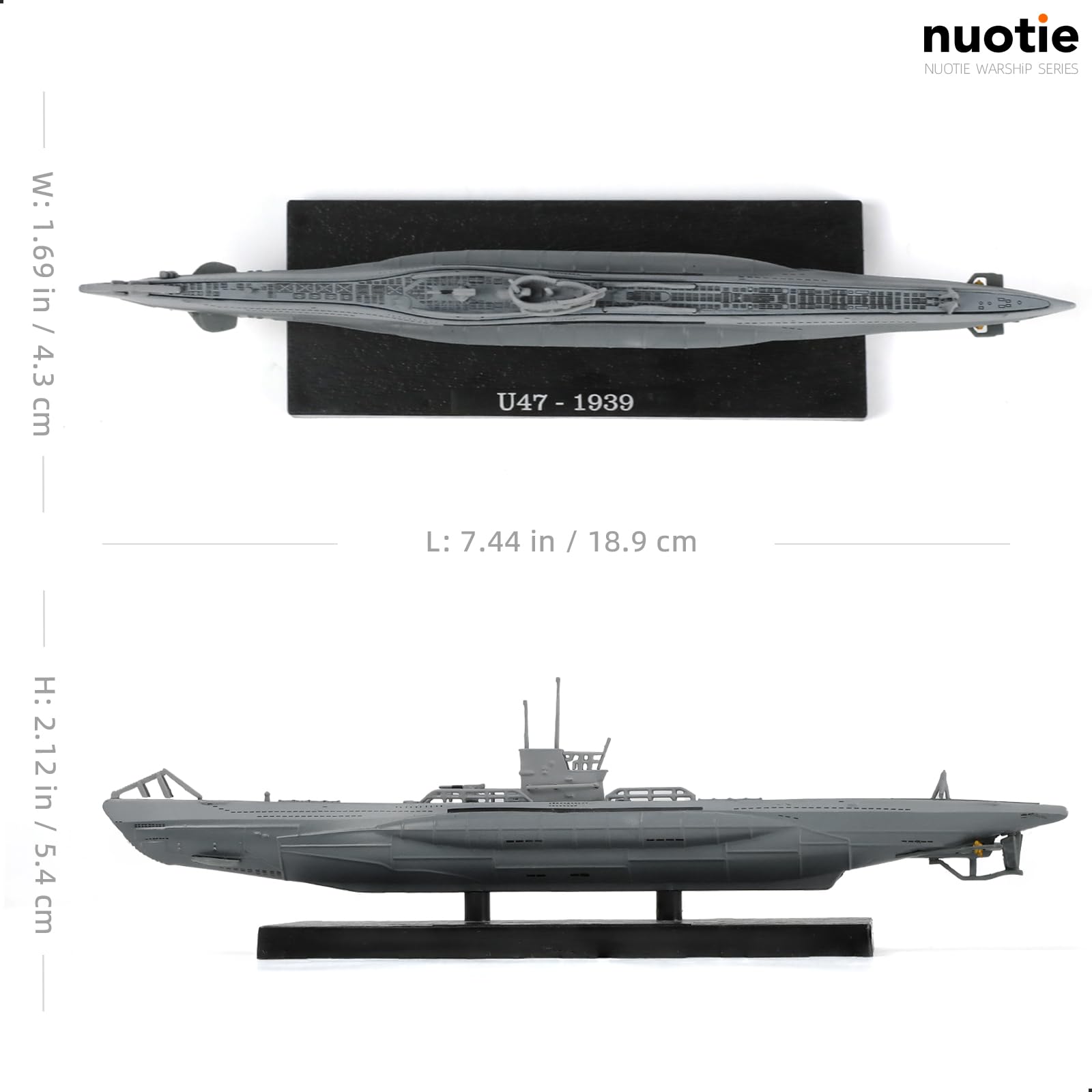 1/350 Die-cast WWII German Kriegsmarine U-47 Type VIIB Submarine Scale Model, NUOTIE