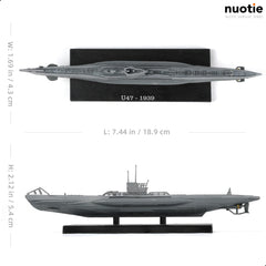 1/350 Die-cast WWII German Kriegsmarine U-47 Type VIIB Submarine Scale Model, NUOTIE