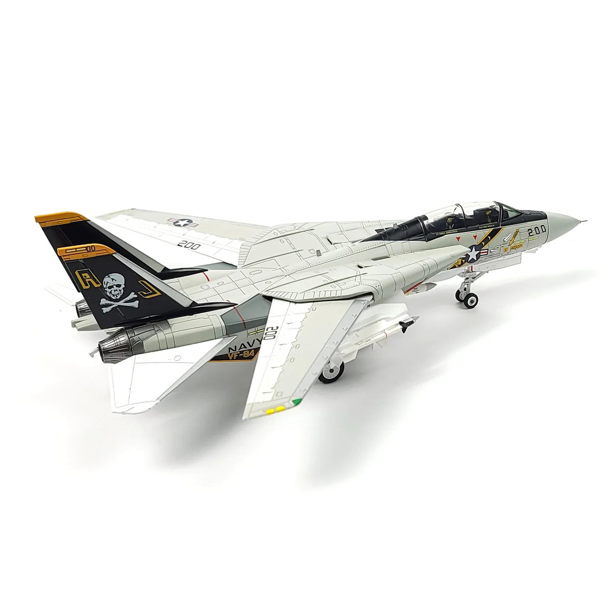 NUOTIE Grumman F-14 Tomcat diecast model in navy color, side profile view