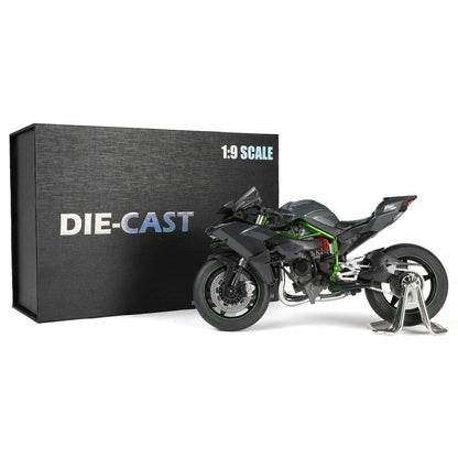 1:9 Motorcycle Model for Kawasaki Ninja H2R Alloy Diecast Motorcycle Model Toy Track Version Mini Moto Gift（Black）