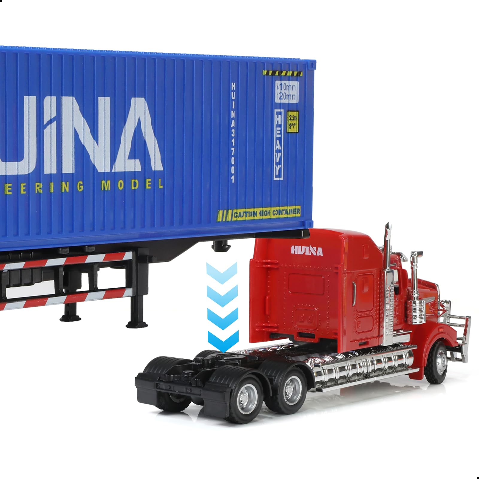1/50 Die-cast Container Semi Truck Trailer Scale Model, Blue, Kenworth W900