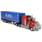 Container Semi Truck Toys, 1/50 for Kenworth W900 Big Metal Transport Box Diecast Truck Trailer Model Toy Gifts for Boys Adult Car Collector- Blue