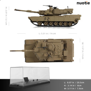 1/72 Scale M1A2 Abrams Military Heavy Tank Model Classic Morden U.S. Diecast Vehicle Tank Model with Transparent Storage Box Gift or Collection for Adults