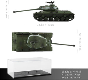 Top and bottom views of the Soviet IS-2 heavy tank model with dimensions labeled.