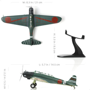 1/72 Japan Type 97 Naval Attack Aircraft Model World War II Retro Warplane Metal Diecast Aircraft Model for Adults Military Enthusiasts Collections or Gift