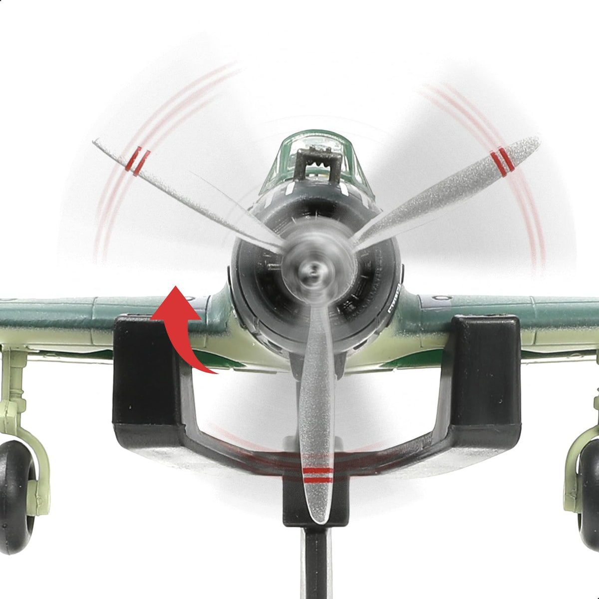 NUOTIE Type 97 naval attack aircraft model in navy color, front view showing propeller detail