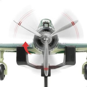 NUOTIE Type 97 naval attack aircraft model in navy color, front view showing propeller detail