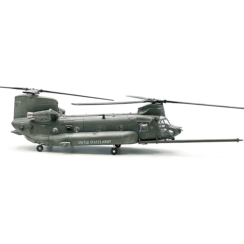 NUOTIE Model 1:72 MH-47G Chinook helicopter in grey, side profile view, static display replica