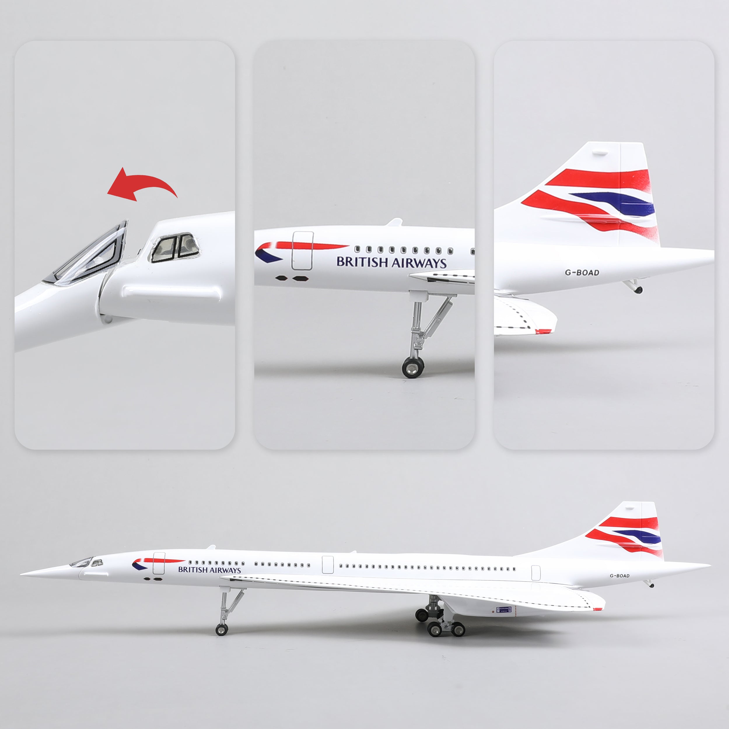 1:125 Concorde British Airways Diecast Airplane Model | Finished Large Scale Supersonic Jet Display
