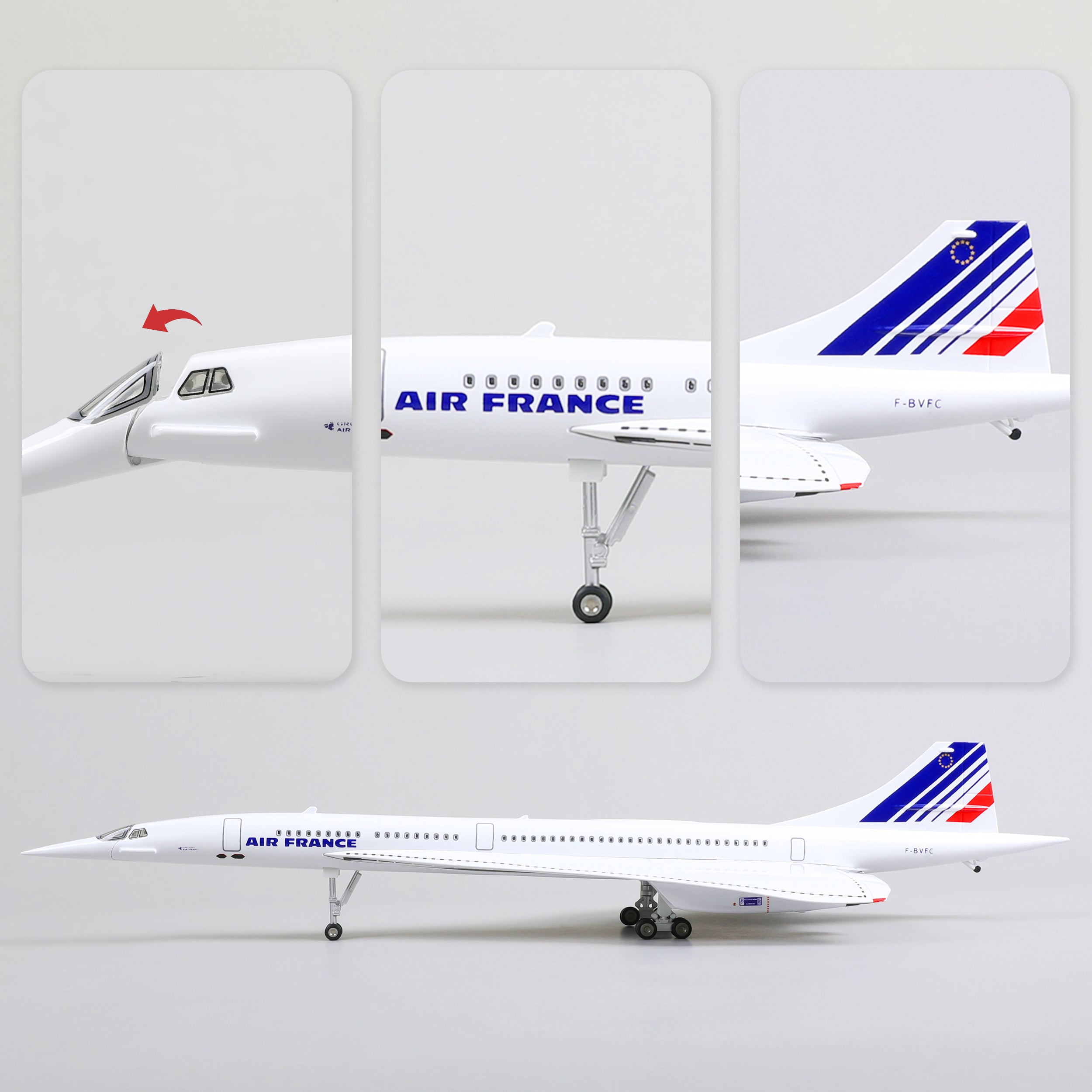 1:125 Concorde Air France Diecast Airplane Model | Finished Large Scale Supersonic Jet Display