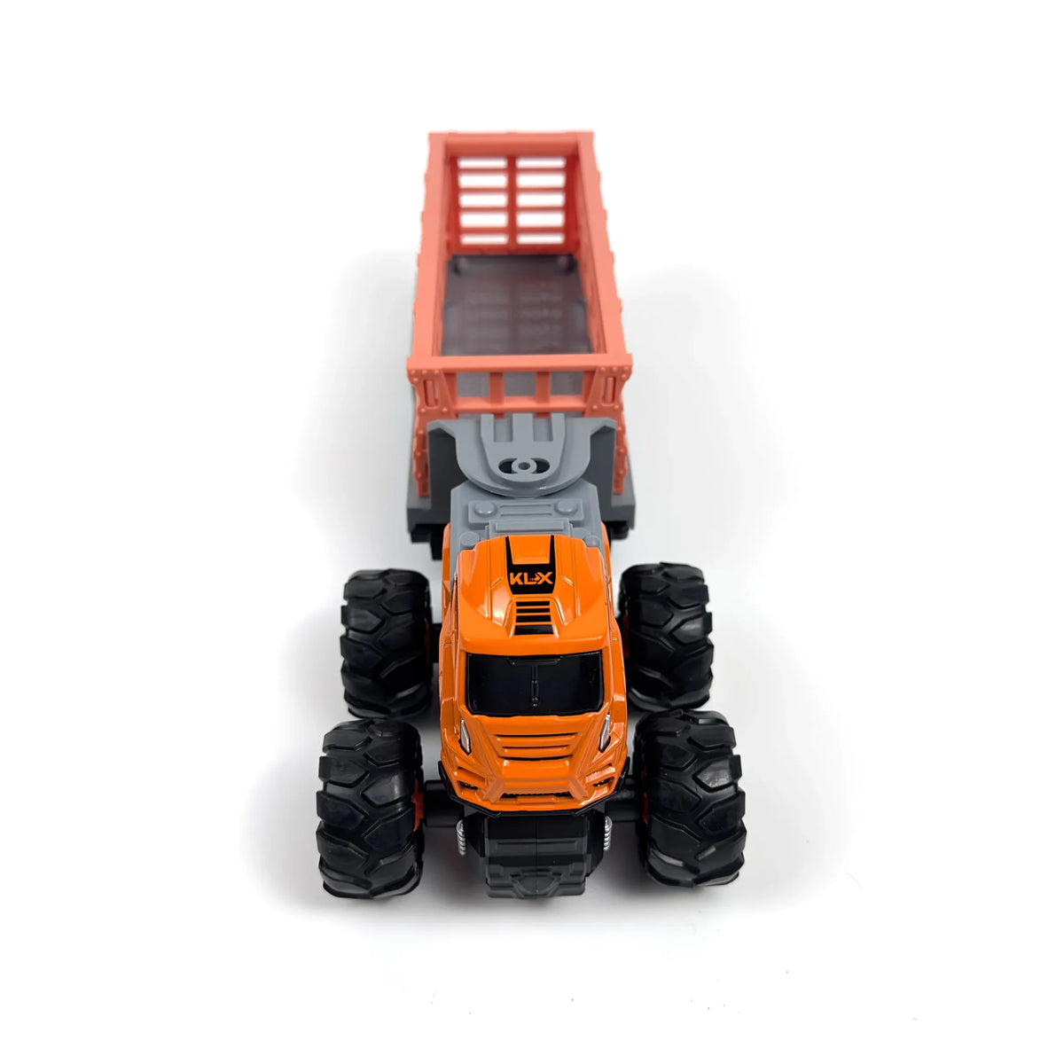 RISOPEN 1:43 die-cast orange dump truck model with oversized black wheels
